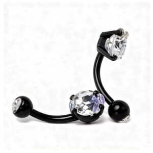 black silver rhinestone belly ring