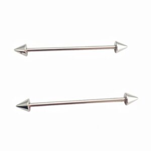 triangular end silver barbels ring